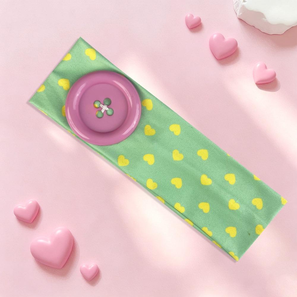 Large Button Elastic Hairband Colorful Heart Polka Dot Headband High Quality Button Hairband