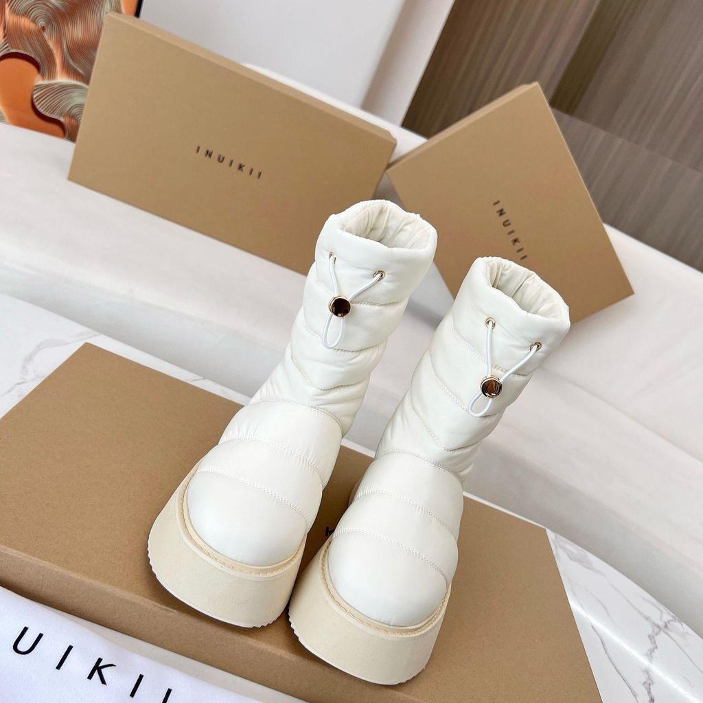 Inuikii Women's Waterproof Down Snow Boots: Warm, Height-Enhancing Mid-Calf Boots with Thick Sole for Autumn/Winter