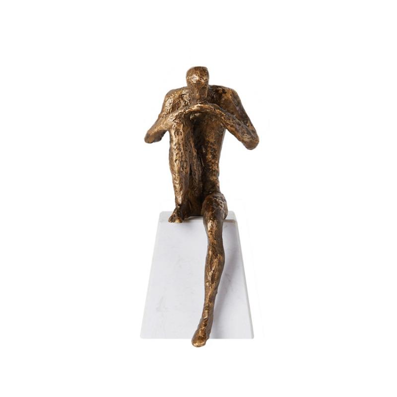 Creative Abstract Metal Human Sculpture Craft Irregular Thinker Statue Bar Cabinet Entryway Ornament Gift Indoor Decoration