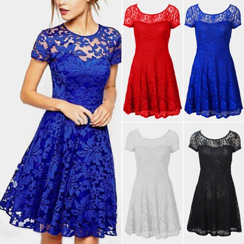 Elegant Women's Lace Floral Prom Swing Dress For Stylish Bridesmaid Celebrations