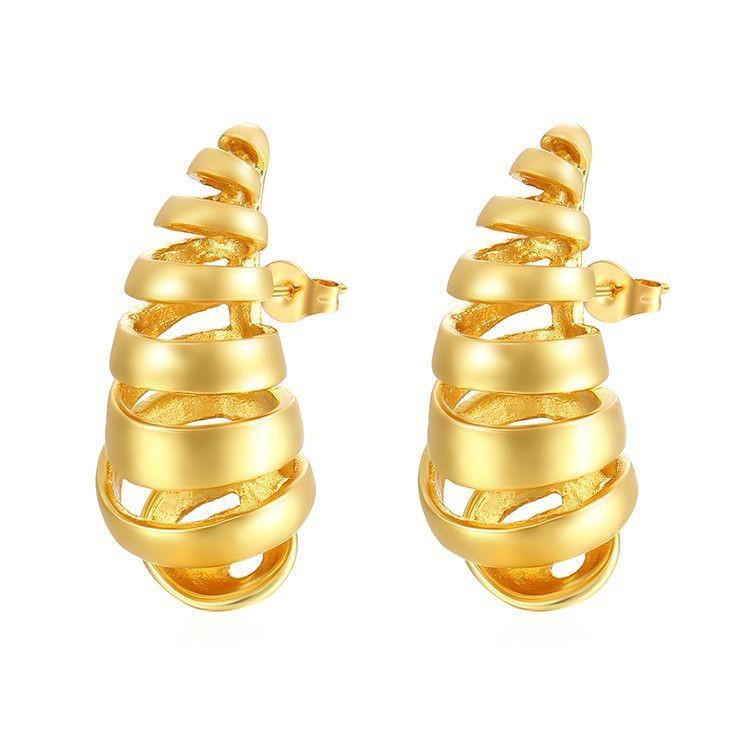 Direct supply geometric stainless steel earrings, women's trend high-end retro earrings, versatile plated 18K earrings