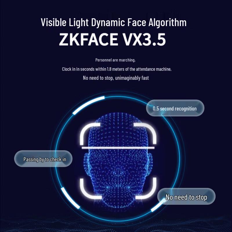 ZKTECO JDF800-BS Dynamic Face & Fingerprint Time Attendance System CN Plug (adapter Included)