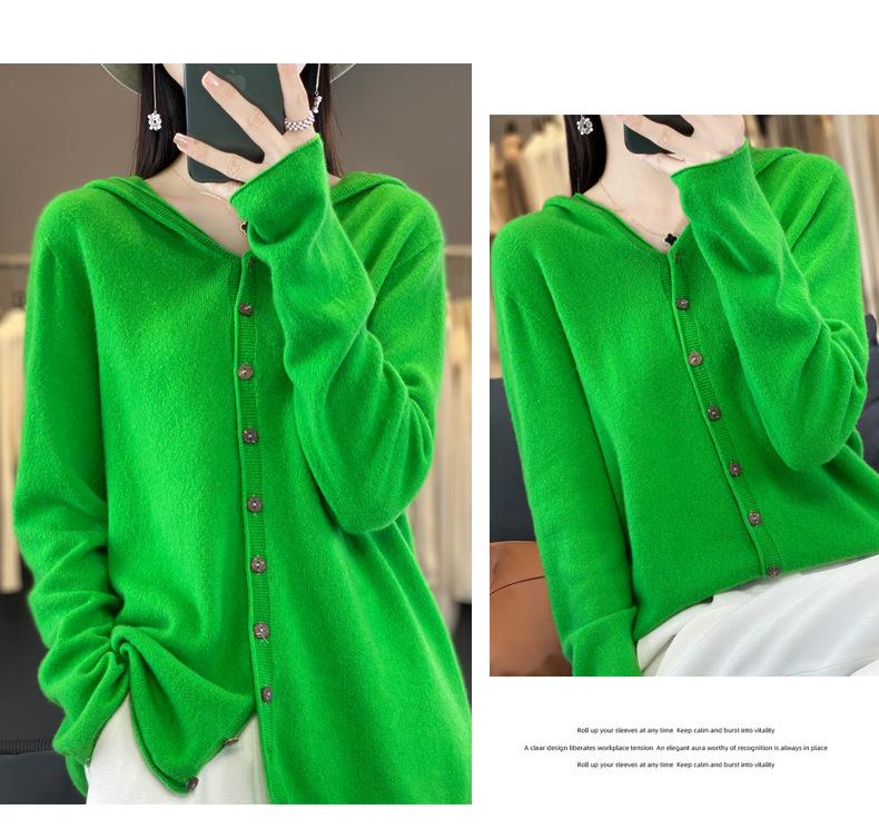 Women's Loose Knit Wool Cardigan Sweater - Autumn/Winter Casual Top