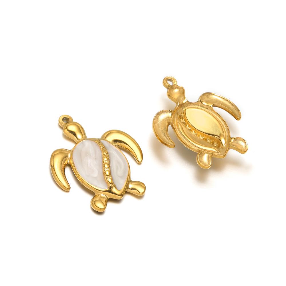 5pcs Stainless Steel Enamel Tortoise Gold Charms Exquisite Turtle Pendant DIY Jewelry Necklace Findings Bracelet Earrings Making