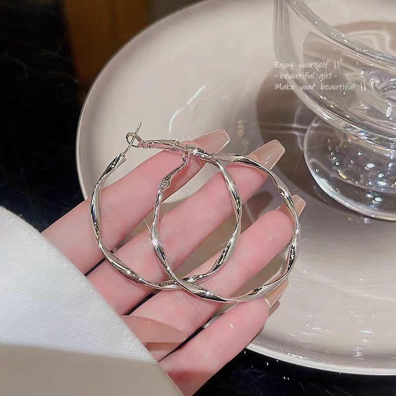 S111 silver needle cold wind light luxury high sense earrings ear buckle temperament geometric earrings female exaggerated Internet celebrity earrings