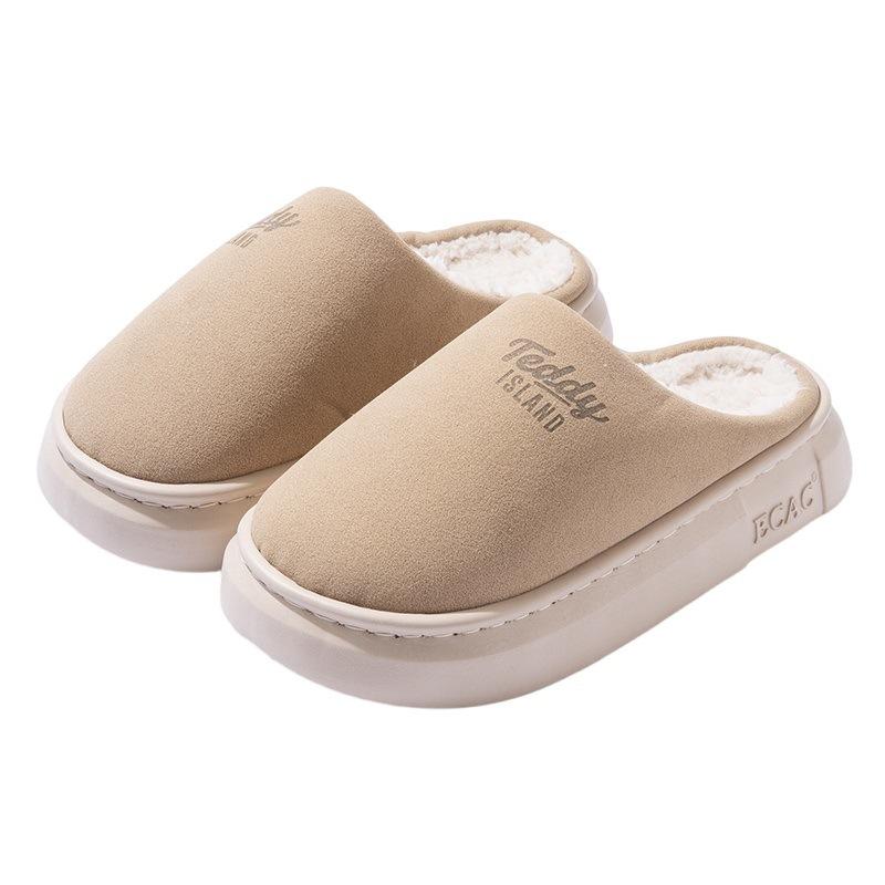 

Хлопковые тапочки на толстой подошве для женщин на зиму, с плюшевыми офисными и домашними противоскользящими теплыми сумками и хлопковой обувью для ношения на улице 36-37