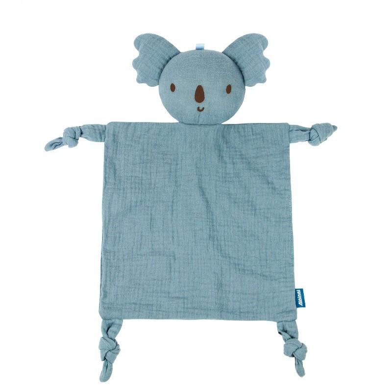 

Infant Plush Animal Doll With Cotton Gauze Fabric Baby Soothing Blanket For Sleep синій