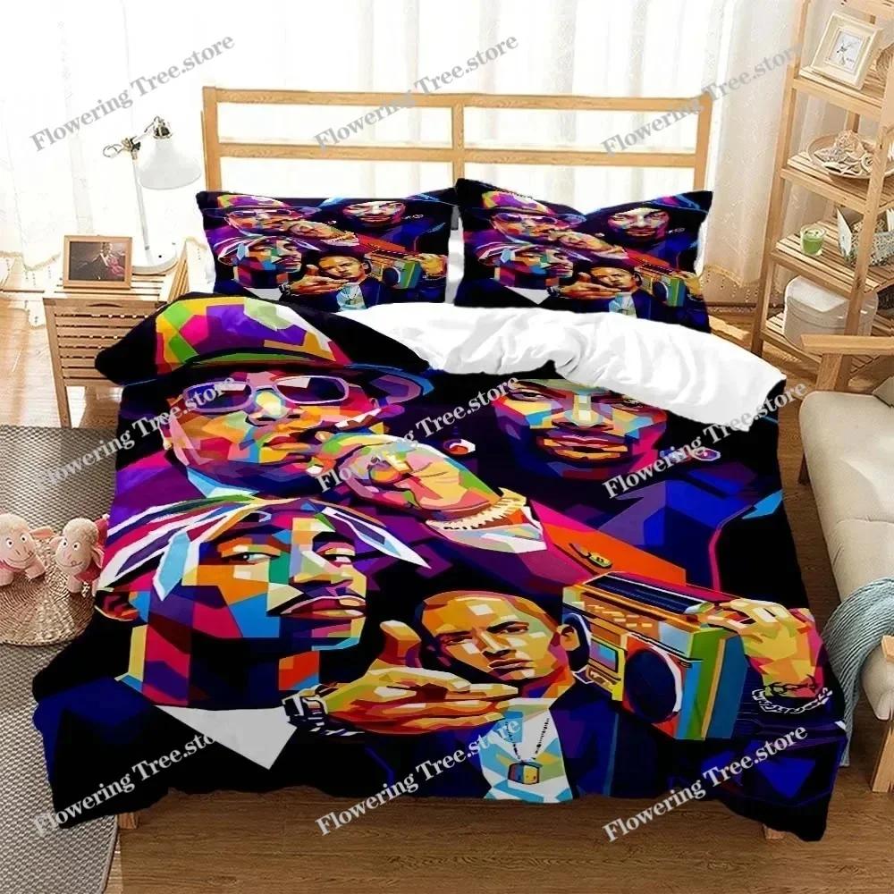 Hip Hop Rapper Printed Quilt Cover Pillow Cover Bedding Set Luxury Queen Bedding Set Personal Style