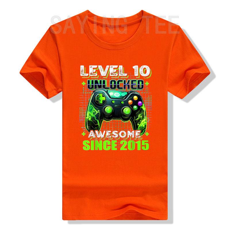 10. Geburtstag Gamer 10-jähriger Lustiger Bday Junge Sohn T-Shirt Level 10 Freigeschaltet Fantastisch Seit 2015 Videospiel-Controller Spruch T-Shirt