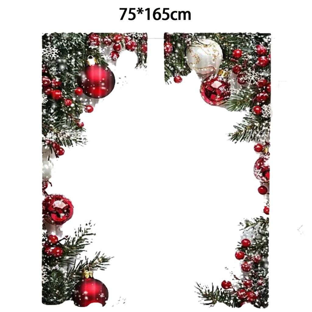 Party Essential Red Berries Pattern 2PCS Christmas Printed Curtains Luxurious Style Xmas Ball Holiday Windowcurtain