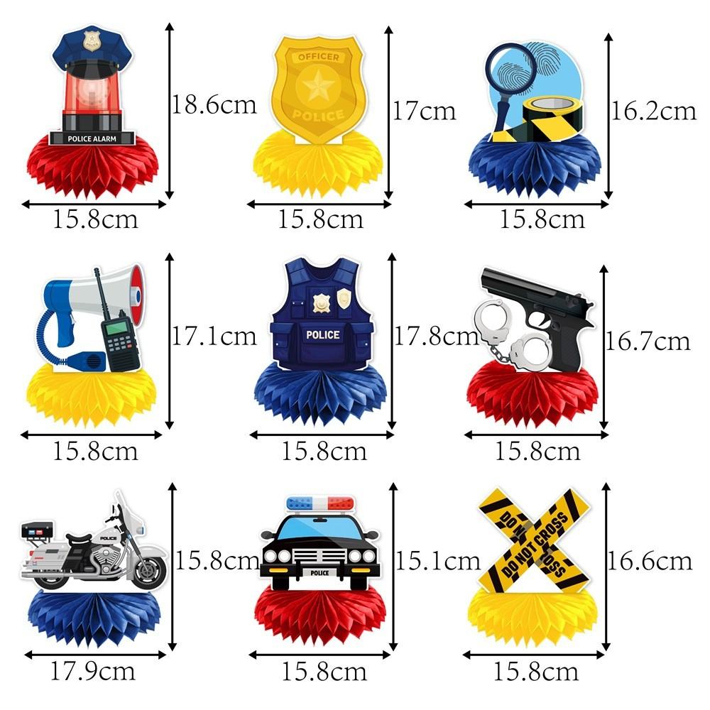 Children Police Themed Birthday Party Desktop Decoration Ornaments Honeycomb