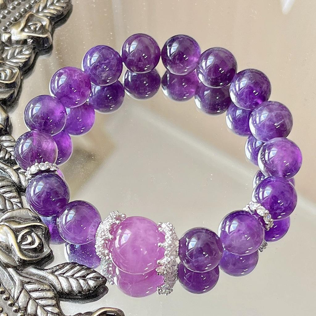 10Mm Retro Natural Tiger Amethyst Purple Lithium Hui Design Bracelet Bracelet.