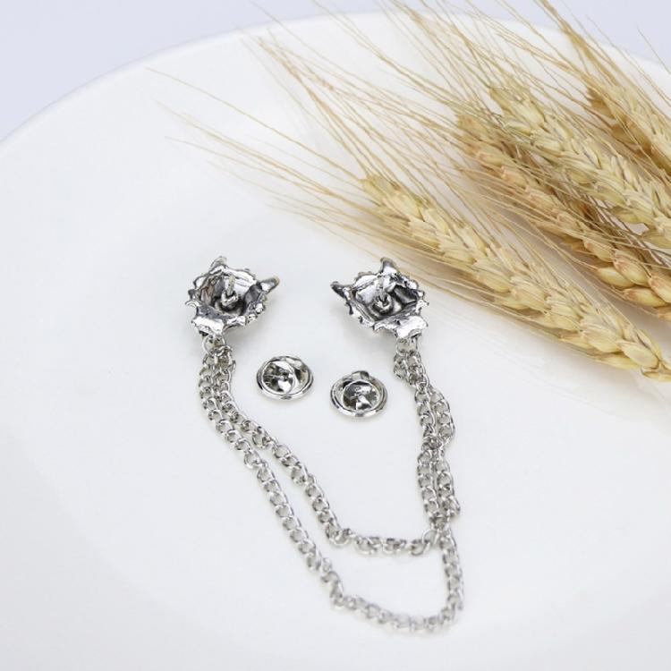 Wolf Head Lapel Pin with Chain for Jackets Hat Bag, Punk Wolf Head Lapel Pin Brooches Halloween Jewelry for Men Women