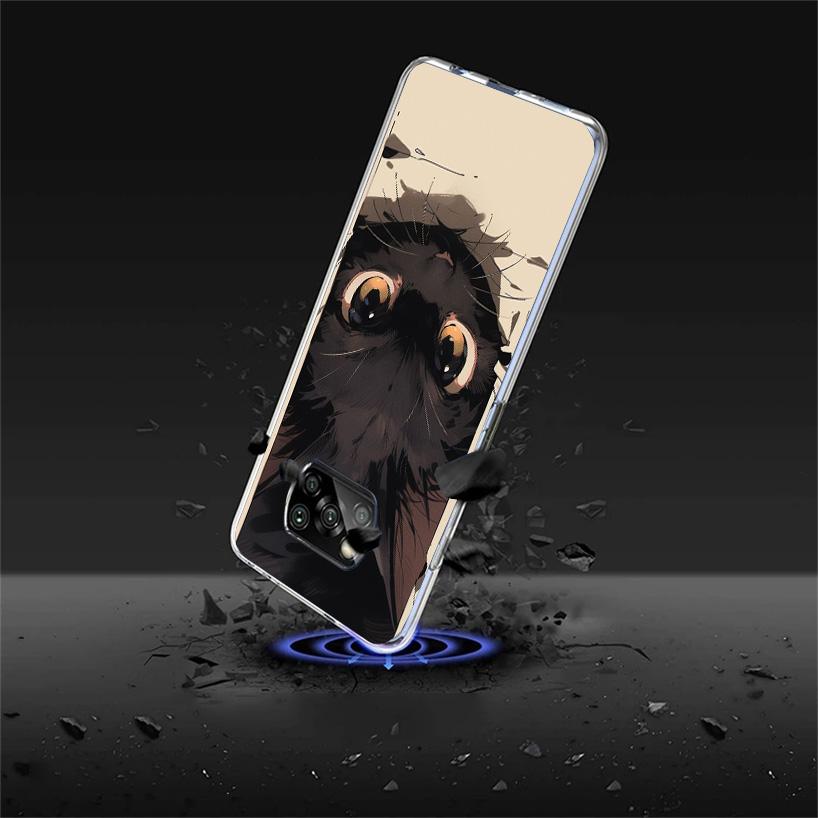 Anime Cute Black Cat Meow Phone Case For Xiaomi Poco X7 X6 X5 Pro F7 Ultra Redmi 15C 15 13C 13 12C 12 10 10A 10C 9 9A 9C 9T Cove