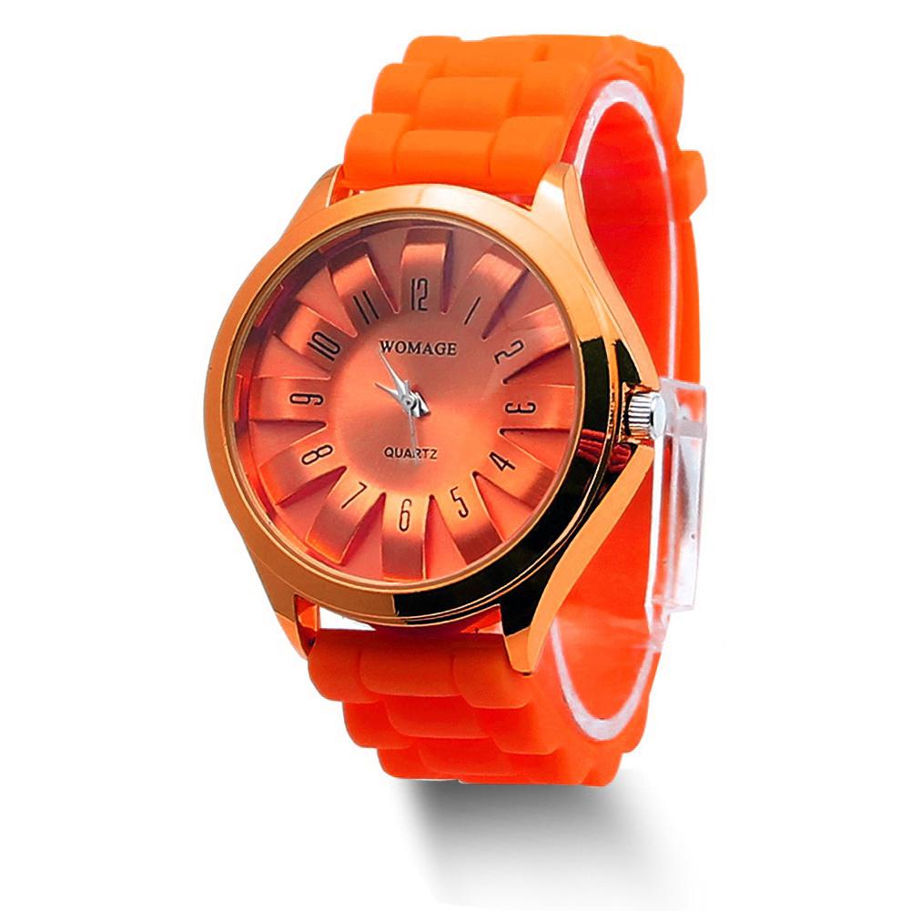 Uformell silikonklokke Jelly Band Flower Dial Sports Style Watch Dame Quartz Watch