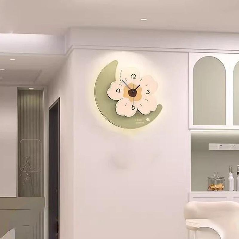 New Clock Wall Clock Living Room Wall Clock Decoration Clock Home Creative Clock Wall Hanging Simple Cream Style