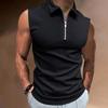 Polo senza maniche con mezza zip, vestibilità slim, top casual versatile