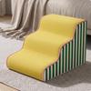 Foam Dog Stairs | Easy to Clean, Sturdy, Pet Steps with Washable Cover, for Sofa 2step Yellow Green