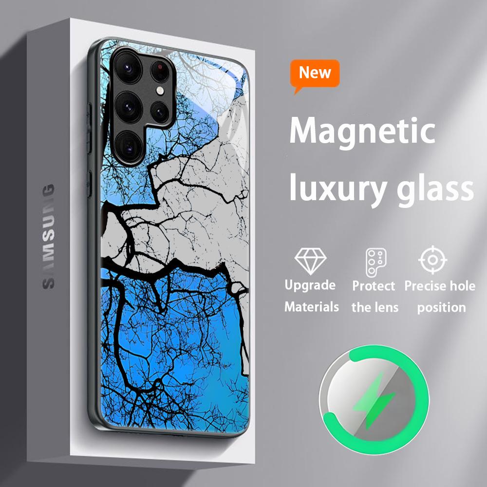 

Tree design Beautiful Hot Phone Case For Samsung S26 S25 S24 S23 S22 S21 S20 Plus Ultra Glass Magnetic Case Galaxy S20