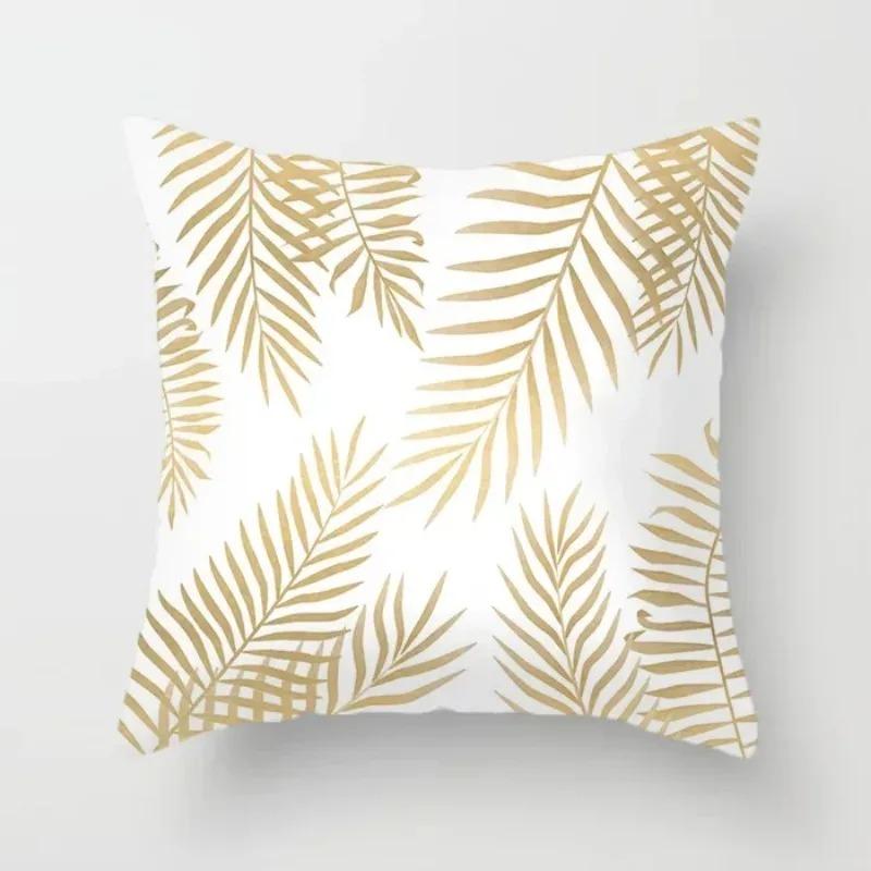 Home Decor Gold Flower Leaf Cushion Cover Throw Pillow Suitable for Sofa Chair Pillow Cover