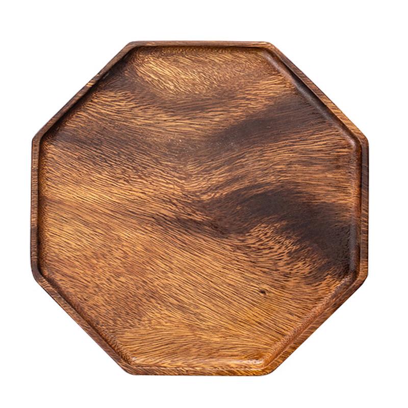 Japanese Style Walnut Wood Octagonal Serving Tray