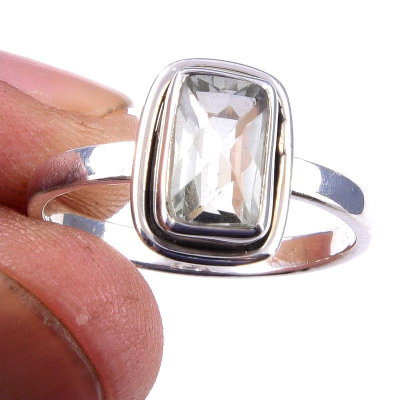 

Natural Green Amethyst Gemstone Handmade 925 Solid Sterling Silver Ring S.8 I5D83