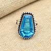 Blue Topaz Gemstone Solid 925 Sterling Silver Handmade Coffin Designer Ring Jewelry For Gifts
