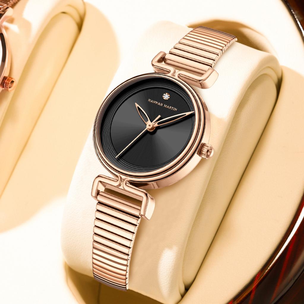 Hannah Martin New Women Watch Leisure Fashion 29mm Mini Dial Stainless Steel Mesh Strap Nordic Simple 3Bar Waterproof Watch