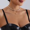 Accessories, Double Beaded Acrylic Mixed And Matched Metal Love Necklace Women, Premium Clavicle Necklace