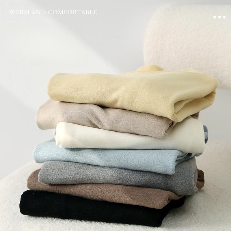 Long Sleeve Female Cold Basic Warm Shirt Bottom Shirt Autumn and Winter Puffed Half High Neck Tops Outer Wearing High Neck Inner Knitting Sweater