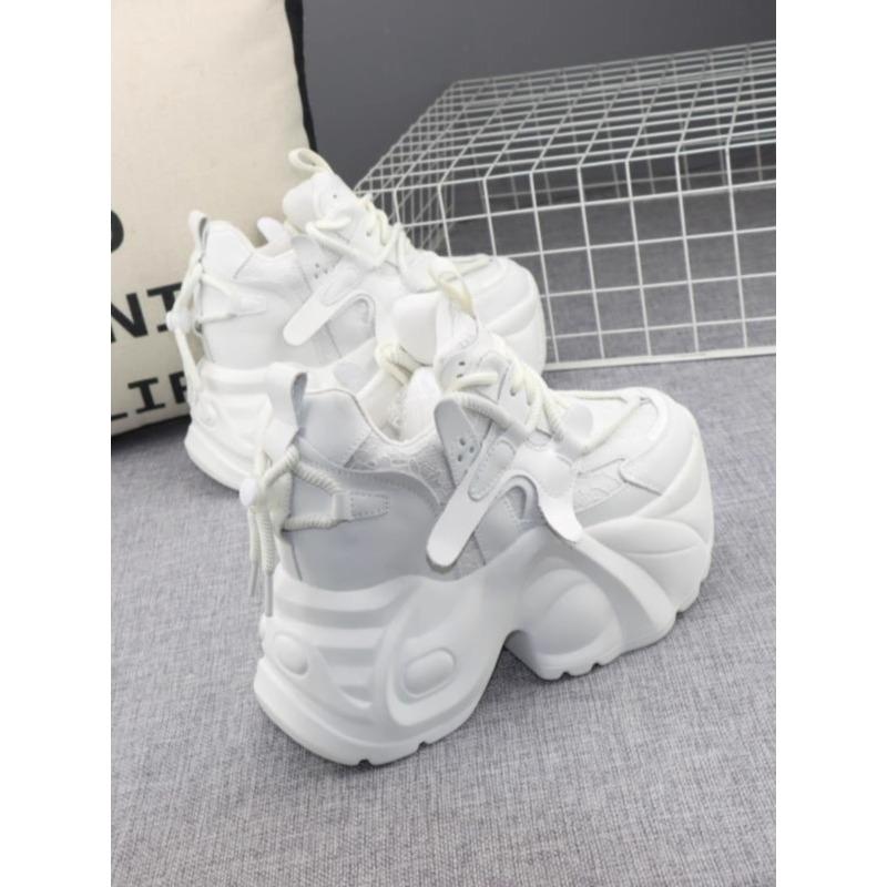 Fashion 12CM Air Mesh Synthetic Microfiber Women Shoes Breathable Vulcanize Leather Casual High Brand Summer Platform Sneakers