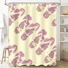 Summer Sandals Shower Curtain Set: Pink Flip Flops with Yellow Flowers Pattern for Bathrooms Decor Room Decoration, Home Textile