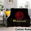 Custom Name Milan Team Crest Throws Blanket Flannel Blankets for Couch Bed Gifts for Men Women Picnic Blanket Christmas Fan Gifts