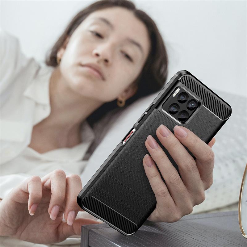 Carbon Fiber Texture TPU Case for T-Mobile Revvl 7 Pro 6x 5G Revvl 6 T Phone Pro 5G Shockproof Protective Business Full Protection Cover