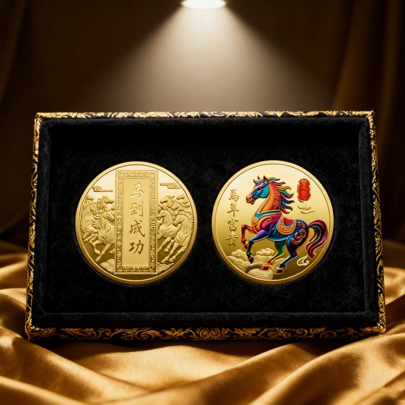1Pc 40mm Metal Collection 2026 Chinese New Year Souvenir Coins Lucky Animal Horse Collectible Coins Gold Coin Challenge Coin