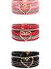 Bohemian Heart Rhinestone Magnetic Clasp Faux Leather Bracelet for Women