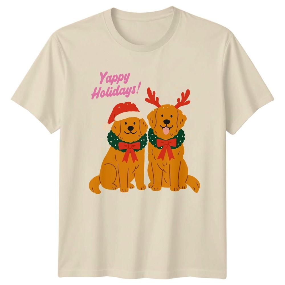 Yappy Holidays Golden Retriever Christmas Dogs Holiday Unisex Unisex Graphic Tee