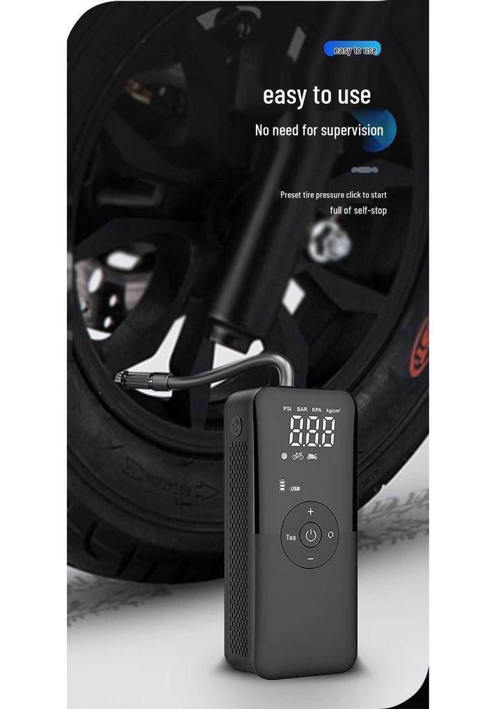 Smart Electric Air Pump for Tires, Scooters & Mattresses - Fast Charge