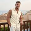 Men's Workwear Lapel Button-Down Vest Shirt - Lightweight Sleeveless Top