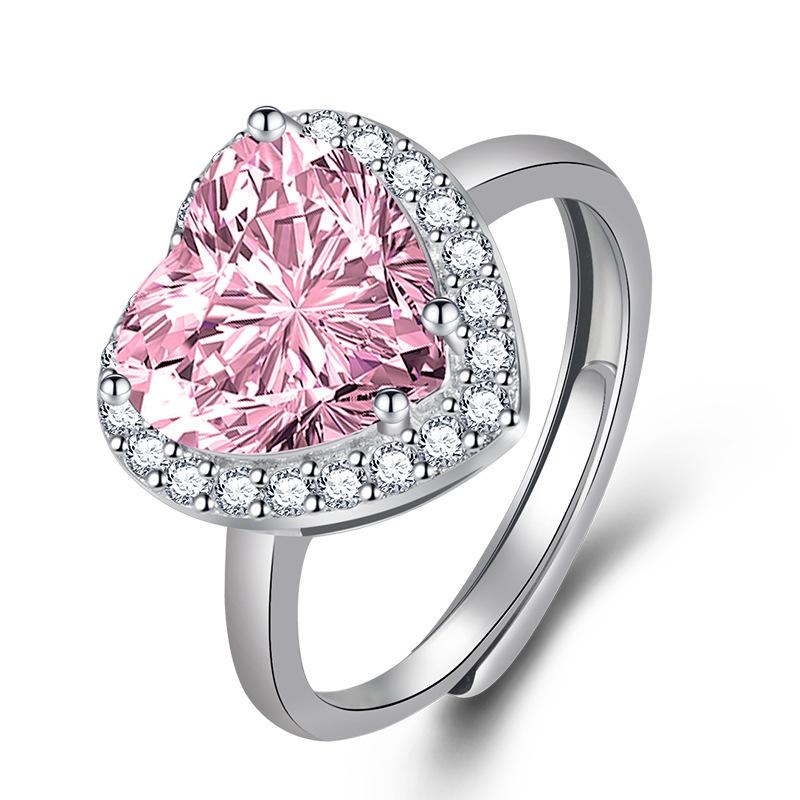 BELLA BOX Heart Opening Resizable Rings For Women Zircon Engagement Party Fine Jewelry Gift
