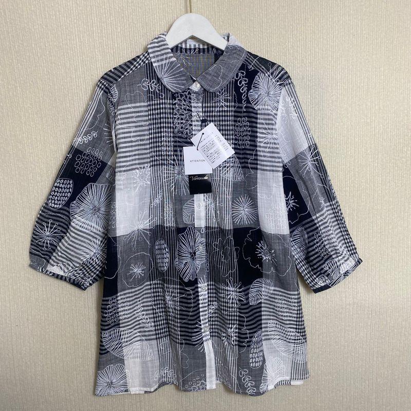 Export Export Original Order Leftover Stock Cotton Cropped Sleeves Happy Shirt Female Loose Casual All-Matching Shirt Mom Wear Spring