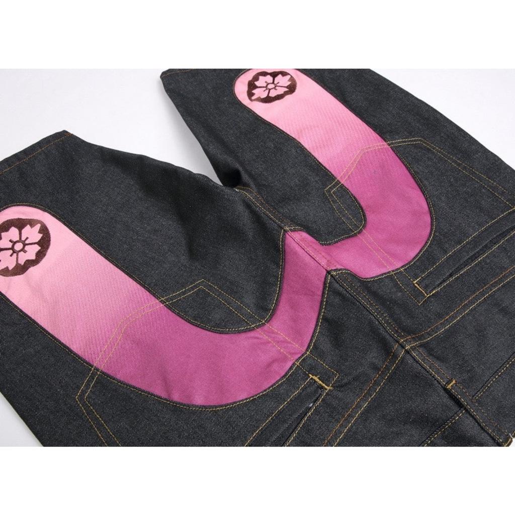 RogueWave Pantaloncini Denim Uomo Neri Hiphop Jeans Pantaloni Fiori di Ciliegio Totem Drago Lavati Cerniera pantaloncini