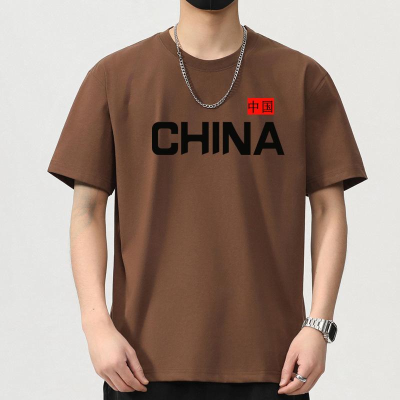 

Новая летняя мужская футболка с круглым вырезом, принтом и короткими рукавами, тонкая, повседневная, молодежная, с рукавами до локтя M