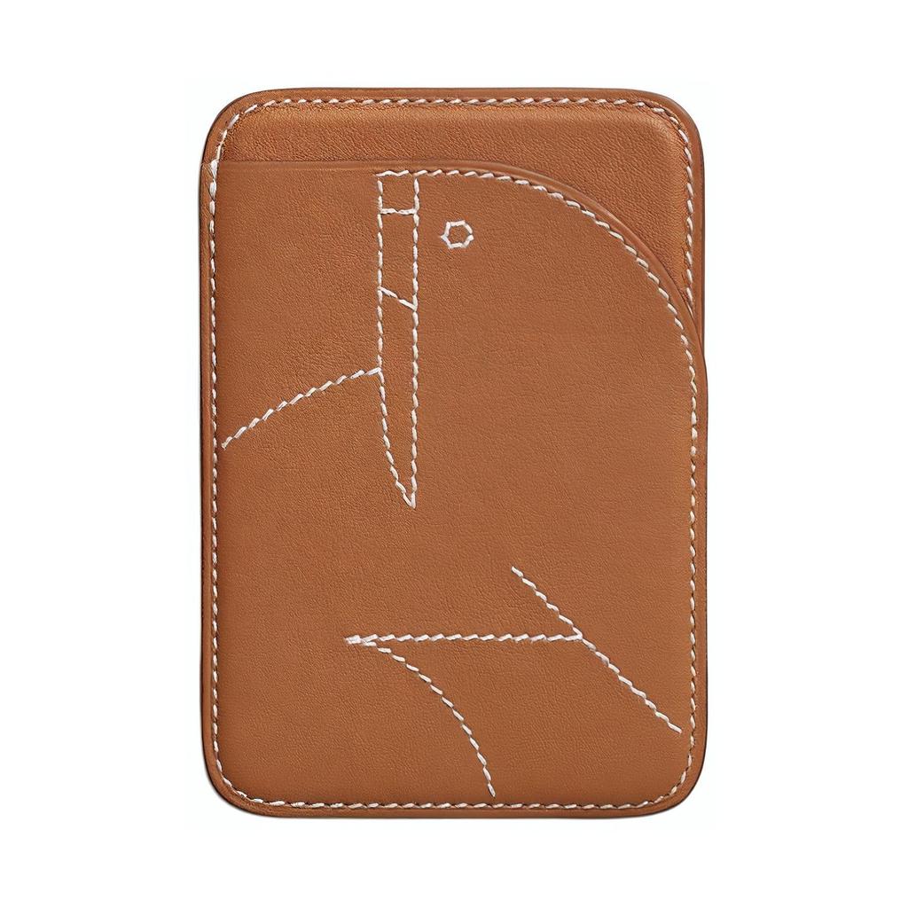 Hermes Magsafe Morse Magnetisch Schnell Leder Kartenhalter Unisex Kartenhalter Gold H000273137