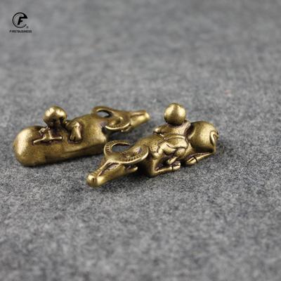 China's Wind Solid Brass Shepherd Boy Cow Small Ornament Copper Handmade Antique Animal Statue Miniature Figurine Office Desk