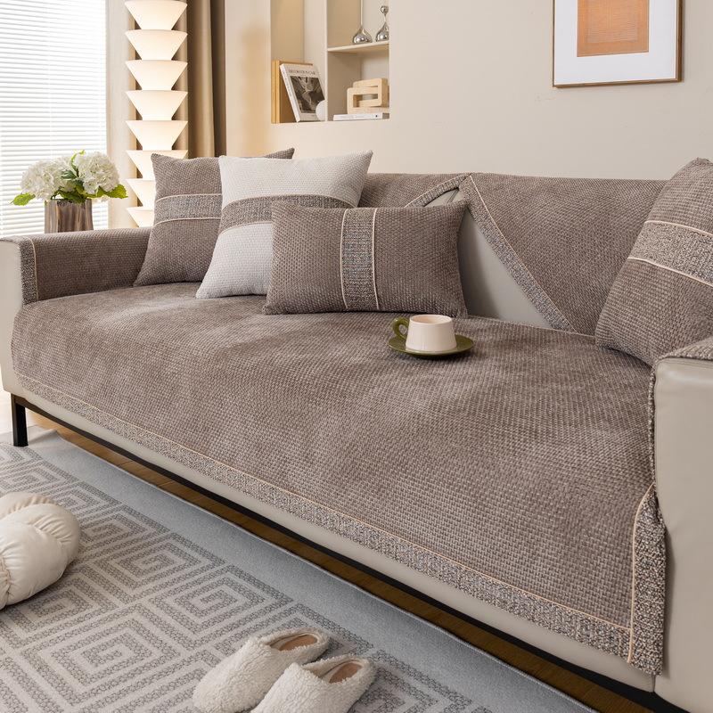 

Подушка для дивана из шенилла класса люкс, универсальный фиксированный нескользящий чехол на все сезоны, моющееся цельное покрывало для дивана 70*70cm