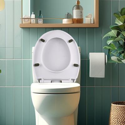 Toilet Cover with Quiet Close Technology Sturdy Anti-Shift Design Quick Release Secure Fit Toilet Lid