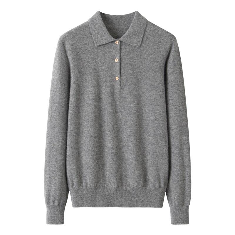 Women's Plus Size 100% Pure Cashmere Loose Warm Polo Collar Sweater