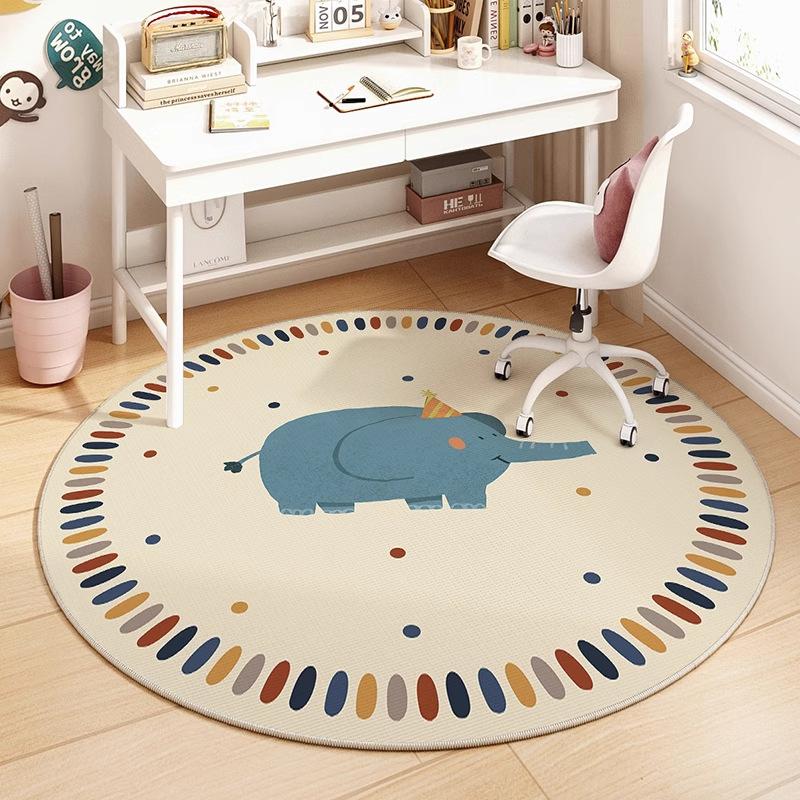 Cute Cartoon Round Crystal Velvet Carpet For Living Room Coffee Table, Bedroom Bedside Rug Cloakroom Foot Mat, Home Decor