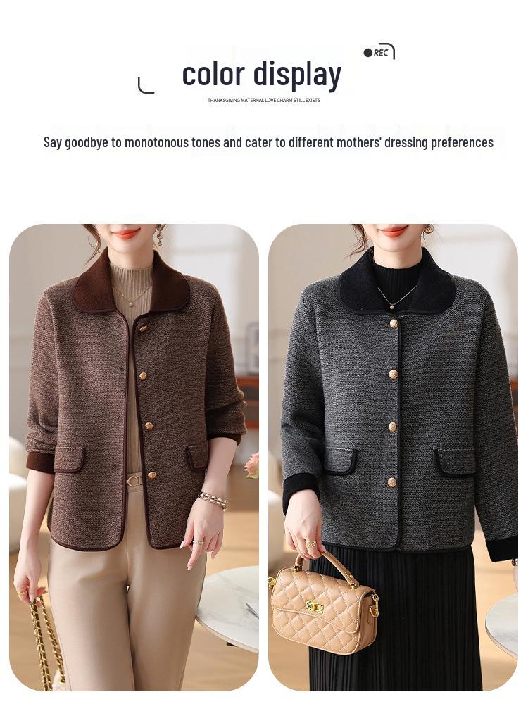 Stylish Autumn Knit Cardigan for Middle-aged and Elderly Women - 2025 Collection